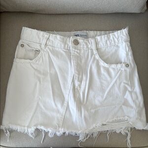 ZARA White Denim Mini Skirt